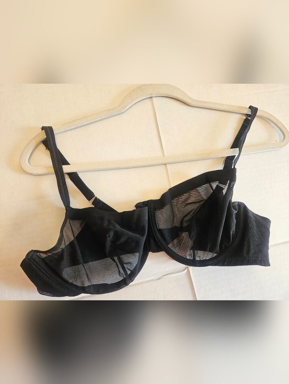 Auden Black Sheer Mesh Geometric Panel Unlined Underwire Bra Size 38C